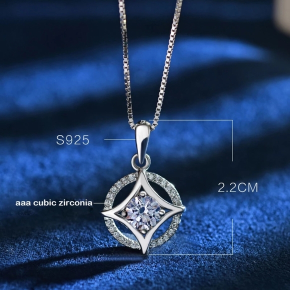 NEW 925 Sterling Silver Diamond Star Necklace - Picture 9 of 11